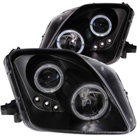 ANZO 1997-2001 Honda Prelude Projector Headlights w/ Halo Black w/ LED - Burkken Auto Parts