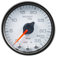 Autometer Spek-Pro Gauge Boost 2 1/16in 35psi Stepper Motor W/Peak & Warn White/Black - Burkken Auto Parts
