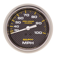 Autometer Marine Carbon Fiber 3-3/8in 100 MPH Mechanical Speedometer Gauge - Burkken Auto Parts