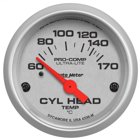 Autometer Ultra-Lite 2-1/16in 60-170 Deg F Electric Cylinder Head Temp Gauge - Burkken Auto Parts