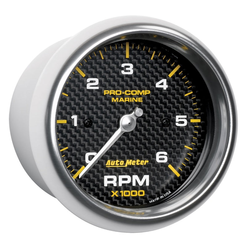 Autometer Marine Carbon Fiber Ultra-Lite Gauge 3-3/8in Tachometer 6K RPM - Burkken Auto Parts