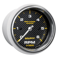 Autometer Marine Carbon Fiber Ultra-Lite Gauge 3-3/8in Tachometer 6K RPM - Burkken Auto Parts