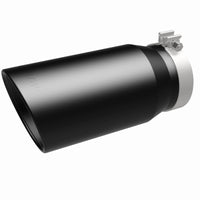 MagnaFlow Tip Stainless Black Coated Single Wall Round Single Outlet 6in Dia 5in Inlet 13in L - Burkken Auto Parts
