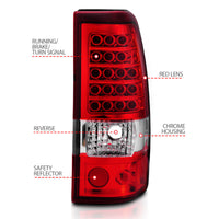 ANZO 2003-2006 Chevrolet Silverado 1500 LED Taillights Red/Clear - Burkken Auto Parts