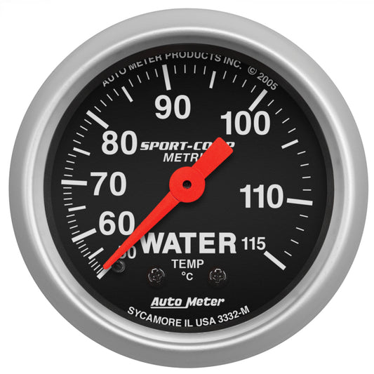 Autometer Sport 2in Water Temp Metric , 50-115 deg. C / Mech - Burkken Auto Parts