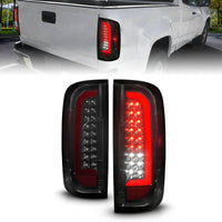 ANZO 15-21 GMC Canyon Full LED Tail Lights w/ Red Lightbar Black Housing Smoke Lens - Burkken Auto Parts