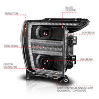 ANZO 21-23 Ford F150 LED Projector Headlight w/Switchback+Sequential - Black (Passenger Side Only) - Burkken Auto Parts