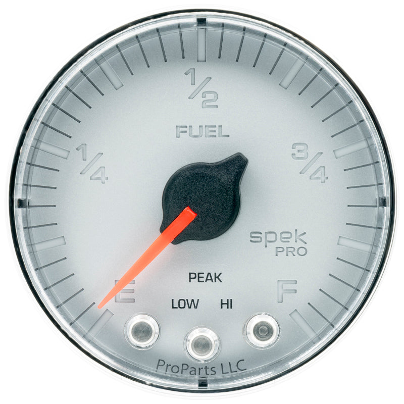 Autometer Spek-Pro Gauge Fuel Level 2 1/16in 0-270 Programmable Slvr/Chrm - Burkken Auto Parts