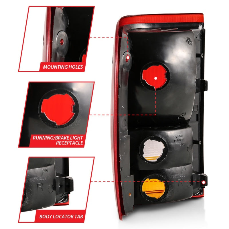 ANZO 1993-1997 Ford Ranger Tail Light Red/Clear (OE) - Burkken Auto Parts