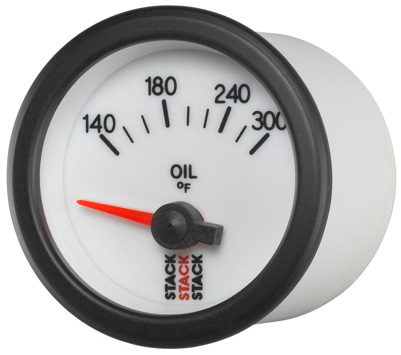 Autometer Stack 52mm 140-300 Deg F 1/8in NPTF Electric Oil Temp Gauge - White - Burkken Auto Parts