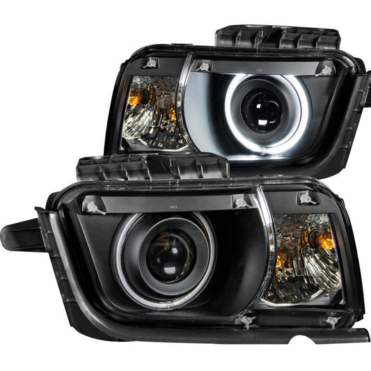 ANZO 2010-2013 Chevrolet Camaro Projector Headlights w/ Halo Black (CCFL) - Burkken Auto Parts