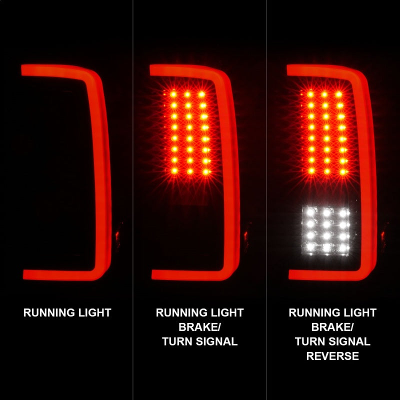 ANZO 2007-2013 Chevrolet Silverado1500/ 2500/ 3500 LED Tail Lights w/ Light Bar Black Housing Smoke - Burkken Auto Parts