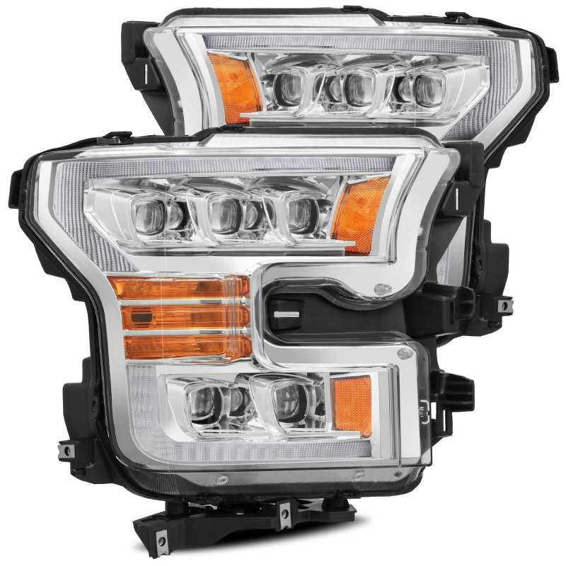 AlphaRex 11-16 Ford F-350 SD NOVA LED Proj Headlights Plank Style Chrm w/Activ Light/Seq Signal - Burkken Auto Parts