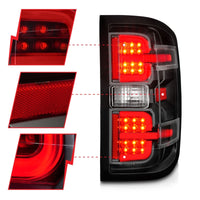 ANZO 15-19 Chevy Silverado 2500HD/3500HD (Halgn Only) LED Tail Lights w/Black Light Bar & Clear Lens - Burkken Auto Parts