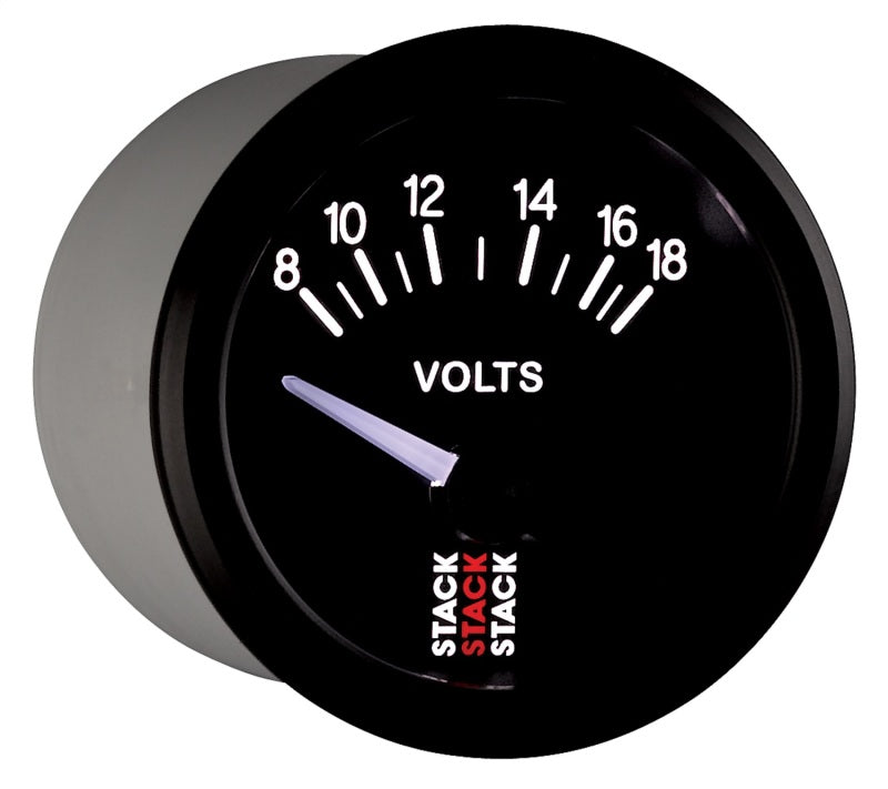 Autometer Stack Instruments 52mm 8-18V Electric Battery Voltage Gauge - Black - Burkken Auto Parts