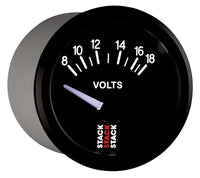 Autometer Stack Instruments 52mm 8-18V Electric Battery Voltage Gauge - Black - Burkken Auto Parts