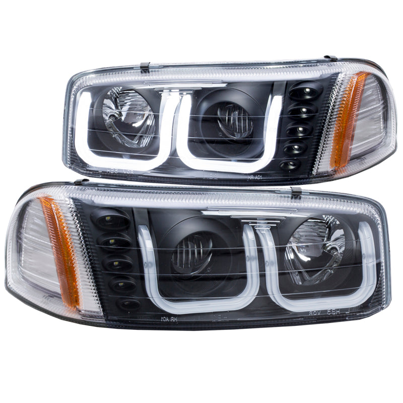 ANZO 1999-2006 GMC Sierra 1500 Projector Headlights w/ U-Bar Black - Burkken Auto Parts