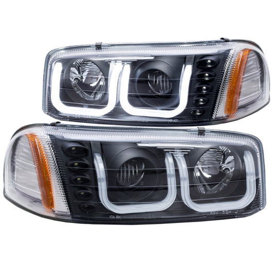 ANZO 1999-2006 GMC Sierra 1500 Projector Headlights w/ U-Bar Black - Burkken Auto Parts