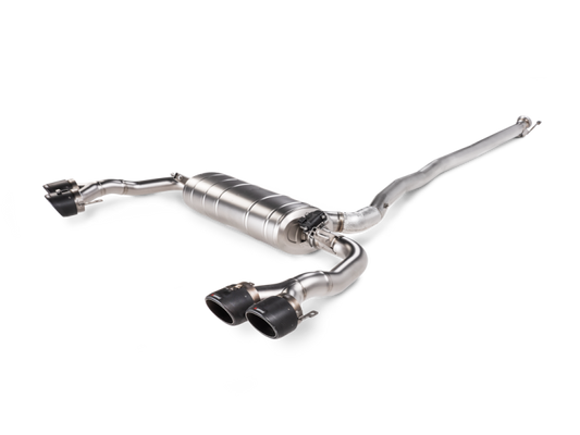 Akrapovic 2024+ Mercedes-AMG CLA 45 / CLA 45 S (C118/x118) Evo Line Cat Back (Titanium) w/ CF Tips - Burkken Auto Parts