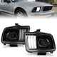 ANZO 05-09 Ford Mustang (w/Factory Halogen HL Only) Projector Headlights w/Light Bar Black Housing - Burkken Auto Parts