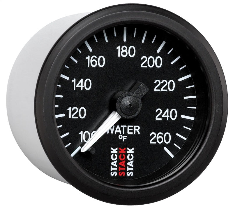 Autometer Stack 52mm 100-260 Deg F 1/8in NPTF Male Pro Stepper Motor Water Temp Gauge - Black - Burkken Auto Parts