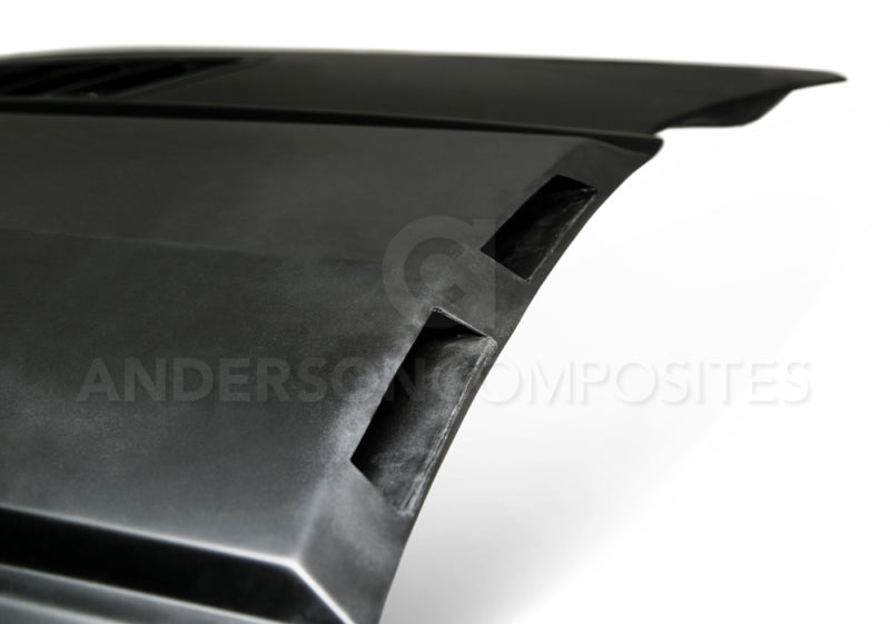 Anderson Composites 15-16 Ford Mustang (Excl. GT350/GT350R) Ram Air Fiberglass Hood - Burkken Auto Parts