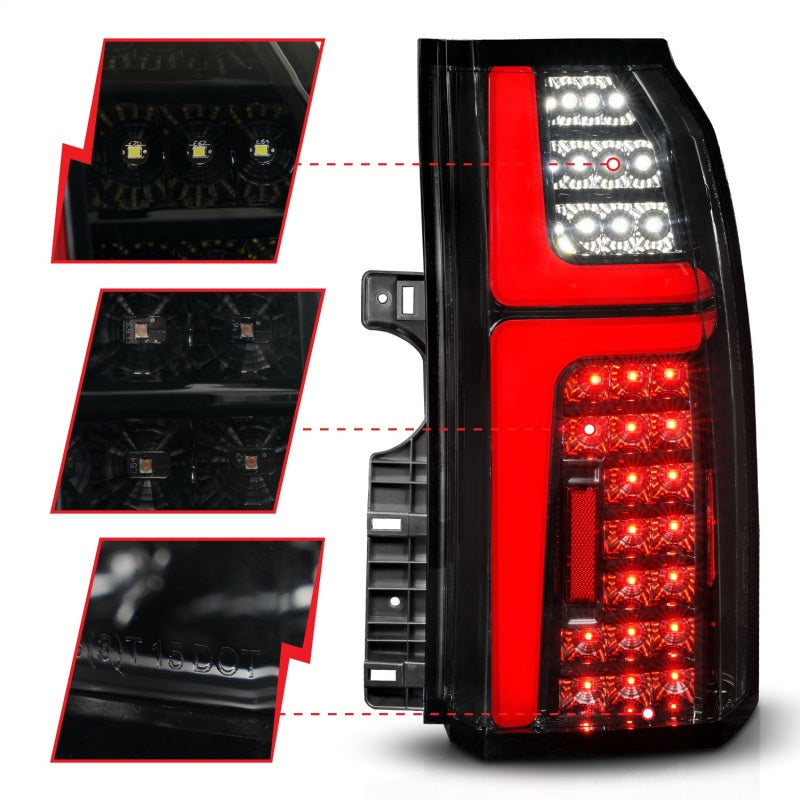 ANZO 15-20 Chevrolet Tahoe Sequential LED Tube Taillights Black - Burkken Auto Parts