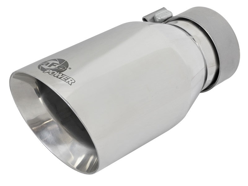 aFe MACH Force-Xp Univ 304 SS Double-Wall Clamp-On Exhaust Tip - Polished - 3in Inlet - 4.5in Outlet - Burkken Auto Parts