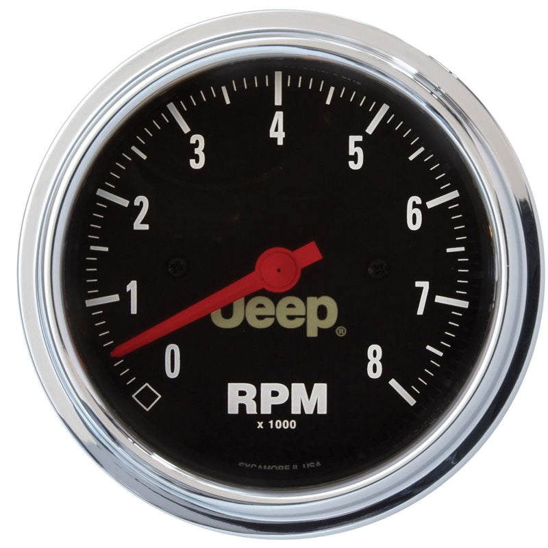 Autometer Jeep 85.7mm In-Dash 8000 RPM Tachometer Gauge - Burkken Auto Parts