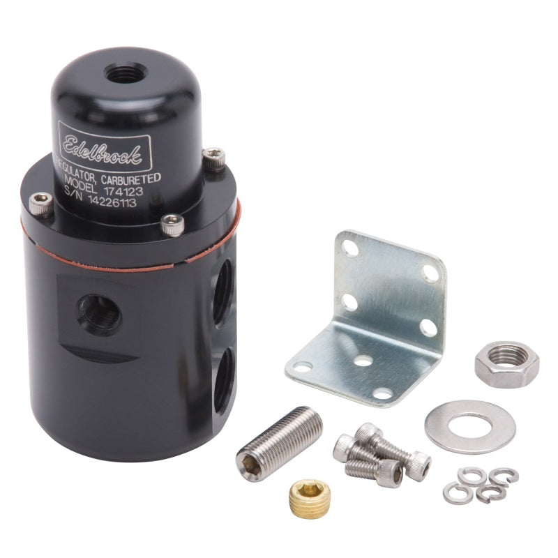 Edelbrock Fuel Pressure Regulator Carbureted 160 GPH 5-10 PSI 3/8In In/Out Returnless Black - Burkken Auto Parts