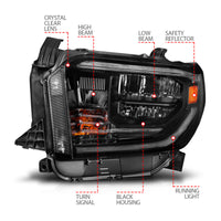 ANZO 14-21 Toyota Tundra (OE Halogen w/LED DRL) LED Crystal Headlights w/ Switchback &amp; DRL - Blk - Burkken Auto Parts