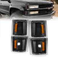 ANZO 1994-1998 Chevrolet Blazer Corner Lights Black Housing Clear Lens w/ Amber Reflector - Burkken Auto Parts