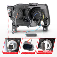 ANZO 11-13 Jeep Grand Cherokee (Factory Halogen Only) Projector Headlights w/Light Bar Swtchbk Black - Burkken Auto Parts