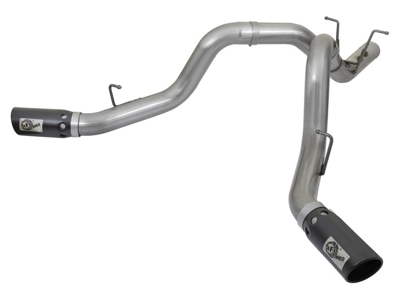 aFe LARGE BORE-HD 4in 409-SS DPF-Back Exhaust w/Dual Black Tips 2017 GM Duramax V8-6.6L (td) L5P - Burkken Auto Parts