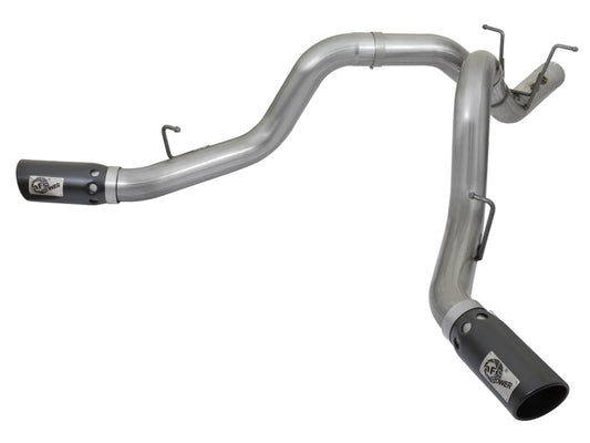 aFe LARGE BORE-HD 4in 409-SS DPF-Back Exhaust w/Dual Black Tips 2017 GM Duramax V8-6.6L (td) L5P - Burkken Auto Parts