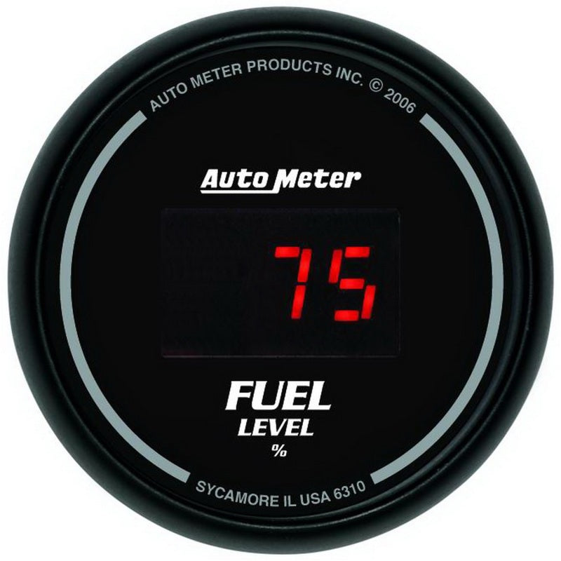 Autometer 52mm Black Digital Programmable Empty-Full Fuel Level Gauge - Burkken Auto Parts