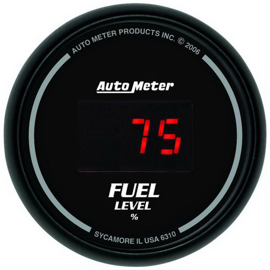 Autometer 52mm Black Digital Programmable Empty-Full Fuel Level Gauge - Burkken Auto Parts