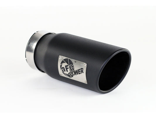 aFe Power Diesel Exhaust Tip Black- 4 in In x 5 out X 12 in Long Bolt On (Right) - Burkken Auto Parts
