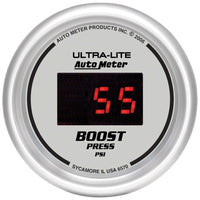 Autometer Ultra-Lite 2-1/16in 5-60 PSI Digital Boost Pressure Gauge - Silver - Burkken Auto Parts