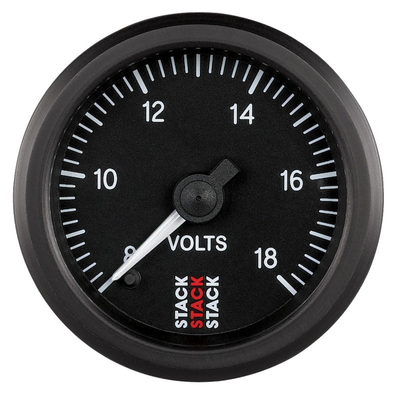 Autometer Stack 52mm 8-18V Pro Stepper Motor Battery Voltage Gauge - Black - Burkken Auto Parts