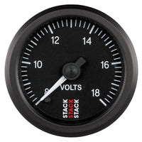 Autometer Stack 52mm 8-18V Pro Stepper Motor Battery Voltage Gauge - Black - Burkken Auto Parts