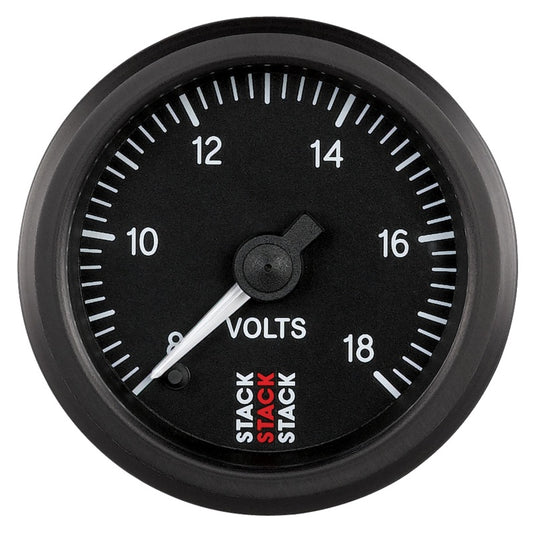 Autometer Stack 52mm 8-18V Pro Stepper Motor Battery Voltage Gauge - Black - Burkken Auto Parts