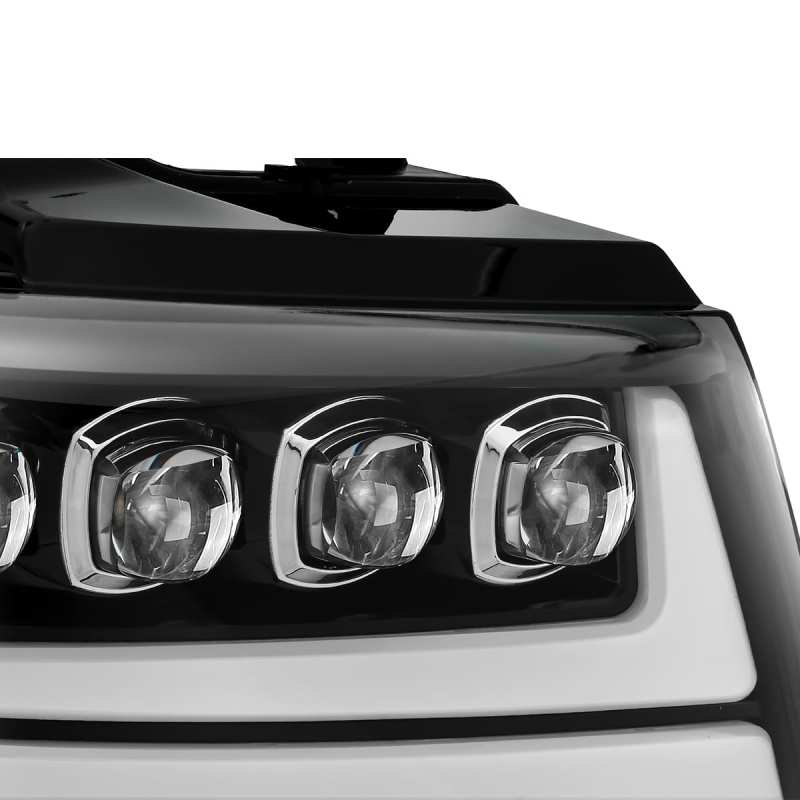 AlphaRex 07-13 Chevy Avalanche NOVA LED Proj Headlights Plank Style Gloss Black w/Activ Light/DRL - Burkken Auto Parts