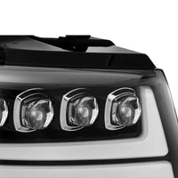 AlphaRex 07-13 Chevy Avalanche NOVA LED Proj Headlights Plank Style Gloss Black w/Activ Light/DRL - Burkken Auto Parts