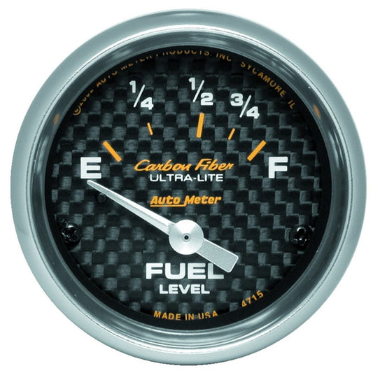 Autometer Carbon Fiber 52mm 73E-10F Electronic Fuel Level Gauge - Burkken Auto Parts