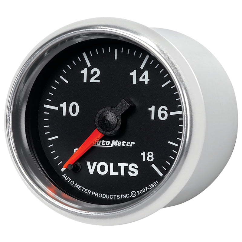 Autometer GS Series 2-1/16in Voltmeter 18V Electrical Gauge Full Sweep - Burkken Auto Parts