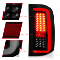 ANZO 2007-2013 Chevrolet Silverado1500/ 2500/ 3500 LED Tail Lights w/ Light Bar Black Housing Smoke - Burkken Auto Parts