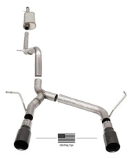 Corsa 07-18 Jeep Wrangler JKU 3.6L/3.8L 2.75in Sport Cat-Back Exhaust w/ 4in American Flag BlacTips - Burkken Auto Parts