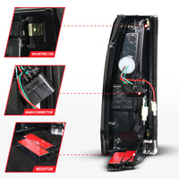 ANZO 88-99 Chevy/GMC C/K1500/2500/3500 Full LED Light Tube Taillights Black Housing Smoke Lens - Burkken Auto Parts