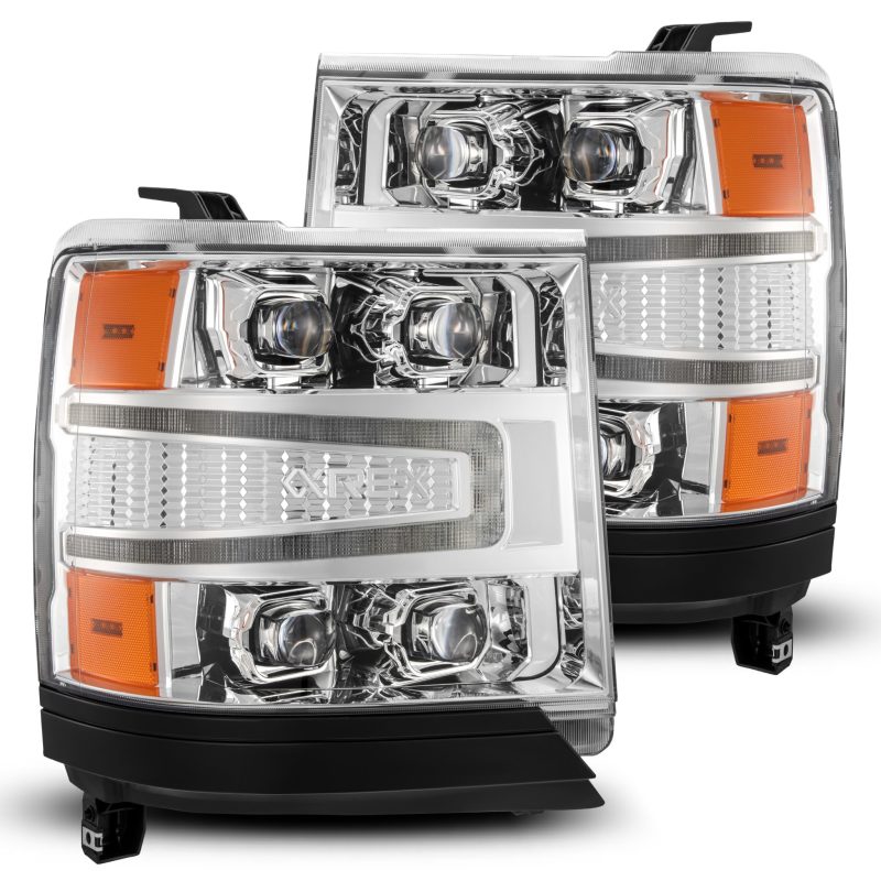 AlphaRex 16-18 Chevy 1500HD NOVA-Series LED Proj Headlights Chrm w/Actv Lgt/SeqSig & DRL(Req 810023) - Burkken Auto Parts
